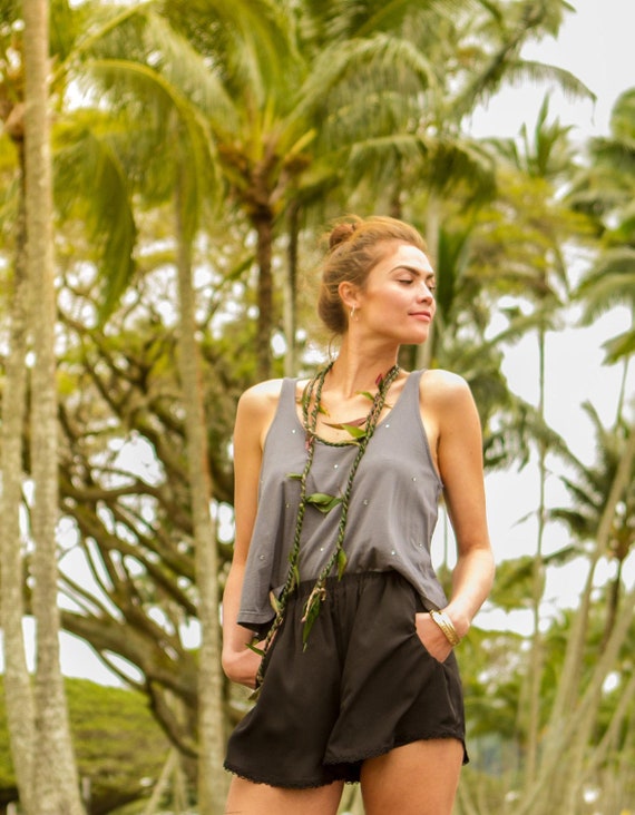 Sparkle Crop Tank / Gray / Black / White