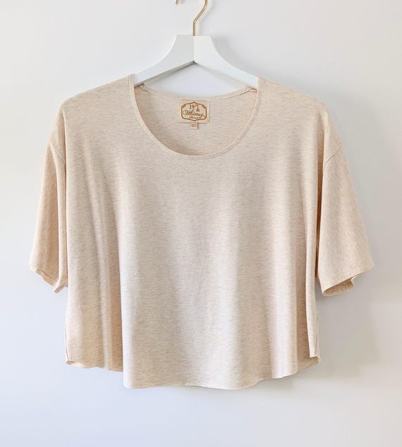 One Size Bamboo Rayon Cotton Half Sleeve Flowy Cropped Tee / More Colors!