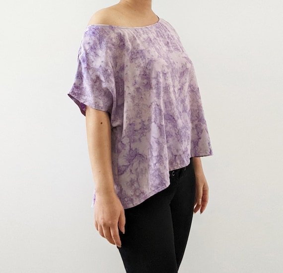 Hand Dyed Wide Neck or Off One Shoulder High-Low Woven Blouse / One Size / One Size Plus / Short Top / Tunic / More Colors!
