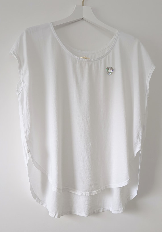 Heart Tee / One Size / Red Heart / Gold Heart / AB Crystal Heart / White / Gray / Black