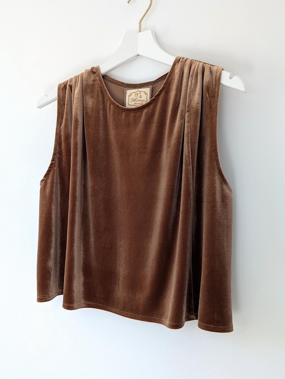 Velvet Cropped Sleeveless Draped Blouse / More Colors!