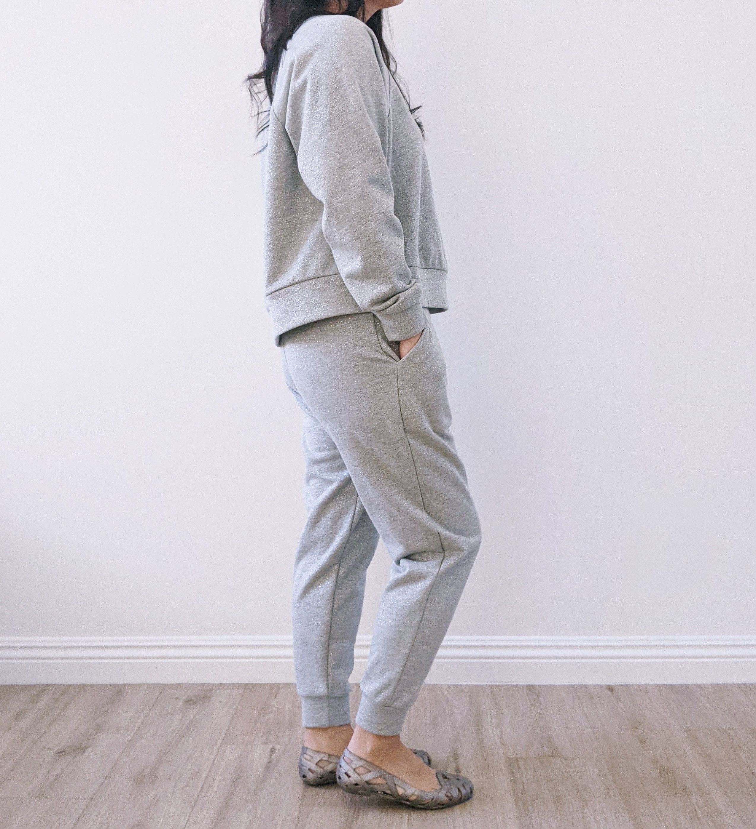 Metallic French Terry Sweatpants with Pockets / Regular or Petite