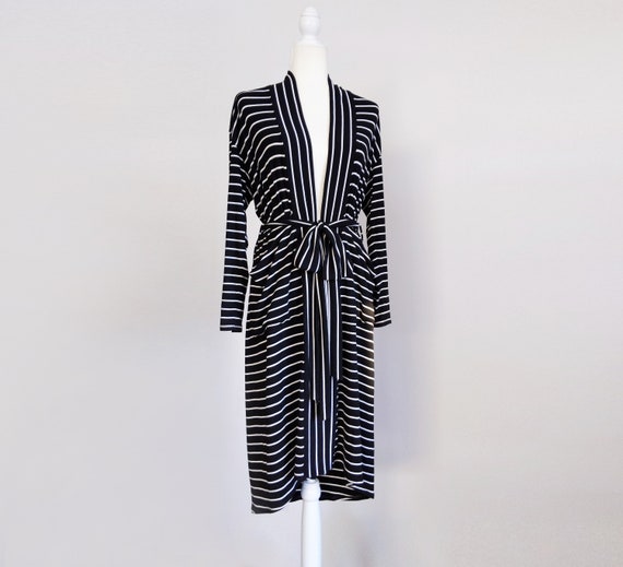 Jersey Robe with Pockets / Black White Stripes / More Colors!