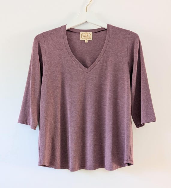 Customizable  Bamboo Rayon Cotton Mid-Length Tee: V-Neck or Scoop, Choose Your Sleeve Length!