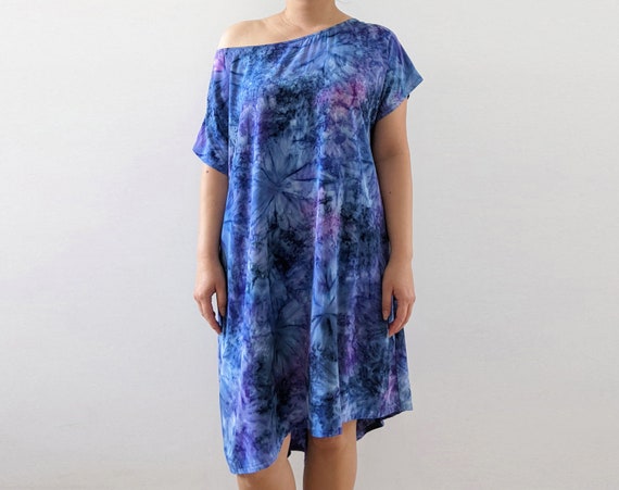 Hand Dyed Wide Neck or Off One Shoulder High-Low Woven Dress / One Size / One Size Plus / More Colors!