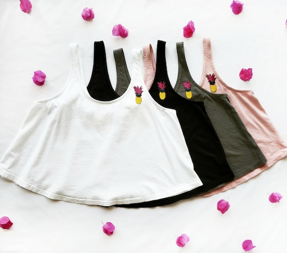 M/L White Pineapple Patch Crop Tank / More Colors!