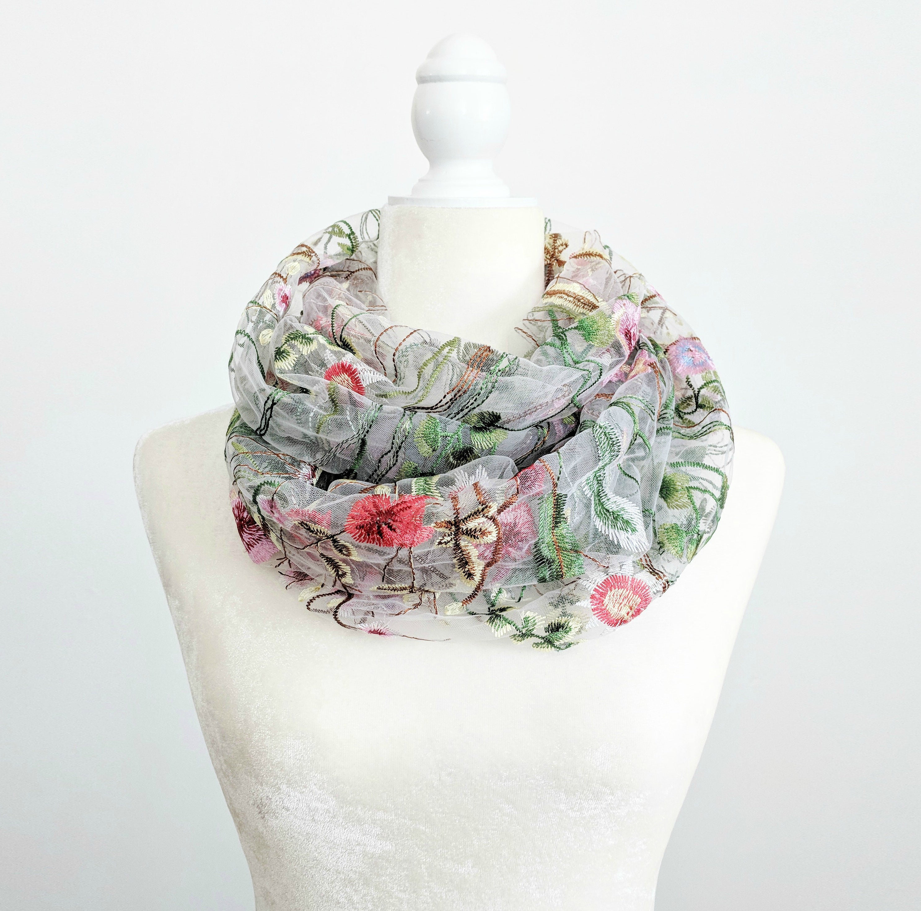 floral embroidered scarf