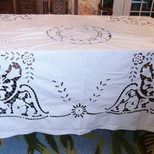 Richelieu 74" Tablecloth Cutwork Embroidered Vintage