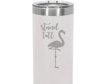Personalized Skinny Polar Tumblers - Stand Tall Flamingo Tumbler - 17 Colors Available