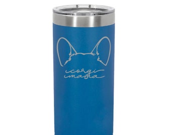 Personalized Skinny Polar Tumblers - Corgi Mama Tumbler - 17 Colors Available