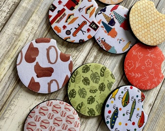 Cute Car Coasters, Car Coasters Set of 2, Car Accessories for Women, Pattern Car Coasters