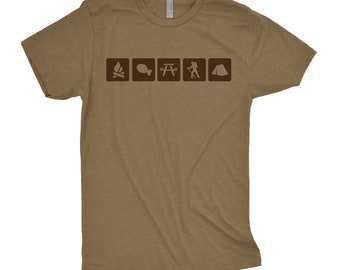 Hiking Trail Icons Tee, Hiking Gift, Hiking Lover Dad Tshirt, Father's Day Tshirt