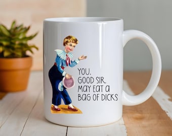 Christmas Vintage Eat a Bag of D*cks Mug, Adult Humor Cup, Inappropriate Mug