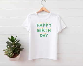 Birthday Kids Tee, Happy Birthday Candles Youth Kids T-Shirt, Happy Birthday