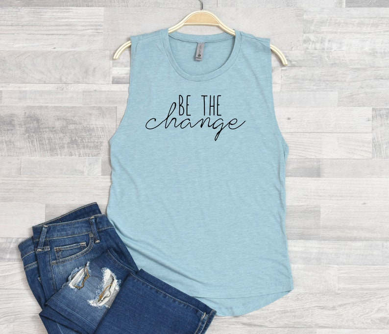 Be the Change Festival Tank Top, Summer Apparel Top, Yoga Tank Top, Muscle Tank Top image 1