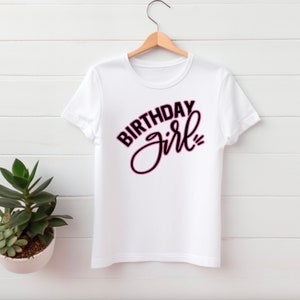 Birthday Girl Kids Tee, Pink and Black, Birthday Youth T-Shirt, Happy Birthday image 1