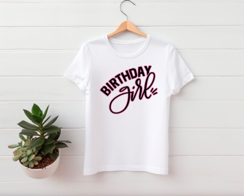 Birthday Girl Kids Tee, Pink and Black, Birthday Youth T-Shirt, Happy Birthday image 1