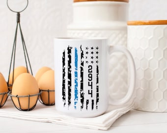 Police Coffee Cup, Custom Police Cup, Thin Blue Line