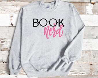 Vintage Style Book Nerd Crewneck - Comfy Sweatshirt Gift - Bookish Apparel