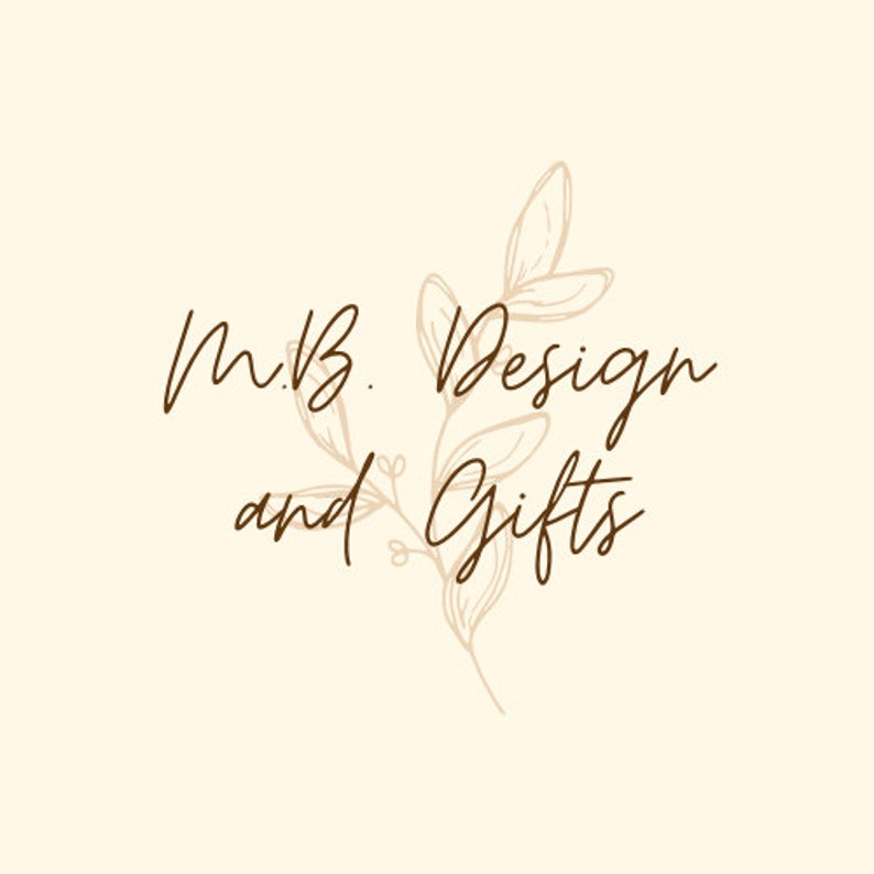 May include: A logo for a business called "M.B. Design and Gifts" with a stylized drawing of a leafy branch.