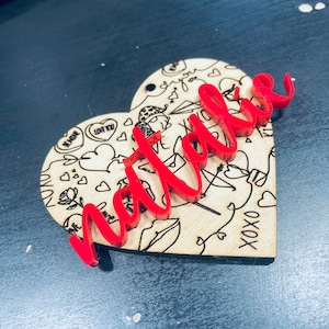 Personalized Wooden Heart Valentine&#39;s Day Tag - Custom Gift Tag