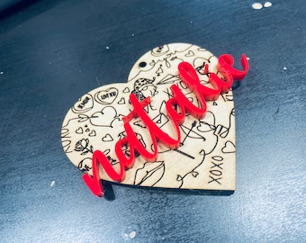 Personalized Wooden Heart Valentine's Day Tag - Custom Gift Tag