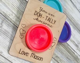 Valentine's Day Non-Candy Gift Set: Play-Doh, Wooden Card, Unique Valentines