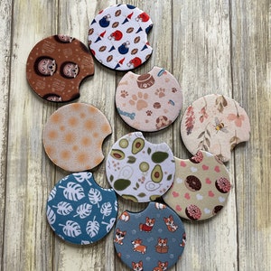 Cute Car Coasters, Car Coasters Set of 2, Car Accessories for Women, Pattern Car Coasters