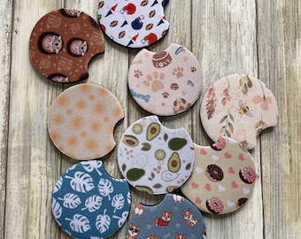 Cute Car Coasters, Car Coasters Set of 2, Car Accessories for Women, Pattern Car Coasters