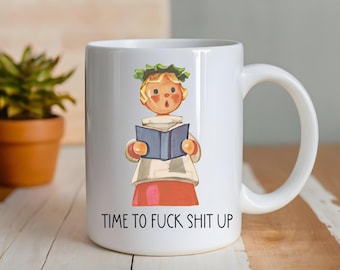 Christmas Vintage Time to F#* Shit Up Mug, Adult Humor Cup, Inappropriate Mug