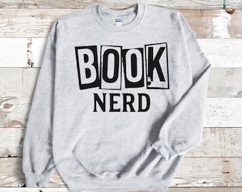 Vintage Style Book Nerd Crewneck - Comfy Sweatshirt Gift - Bookish Apparel