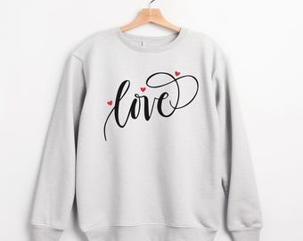 Love Valentine's Day Crew Neck Sweatshirt, Gift for Her