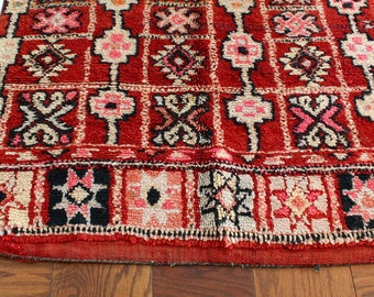 Vintage Red Boucherouite Rug