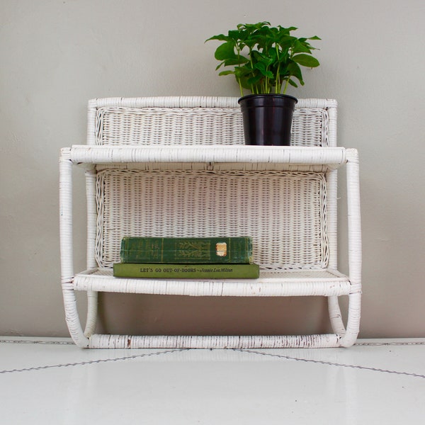 Double Wicker Wall Shelf and Towel Rack