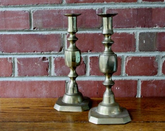 Pair of Large Brass Candlesticks