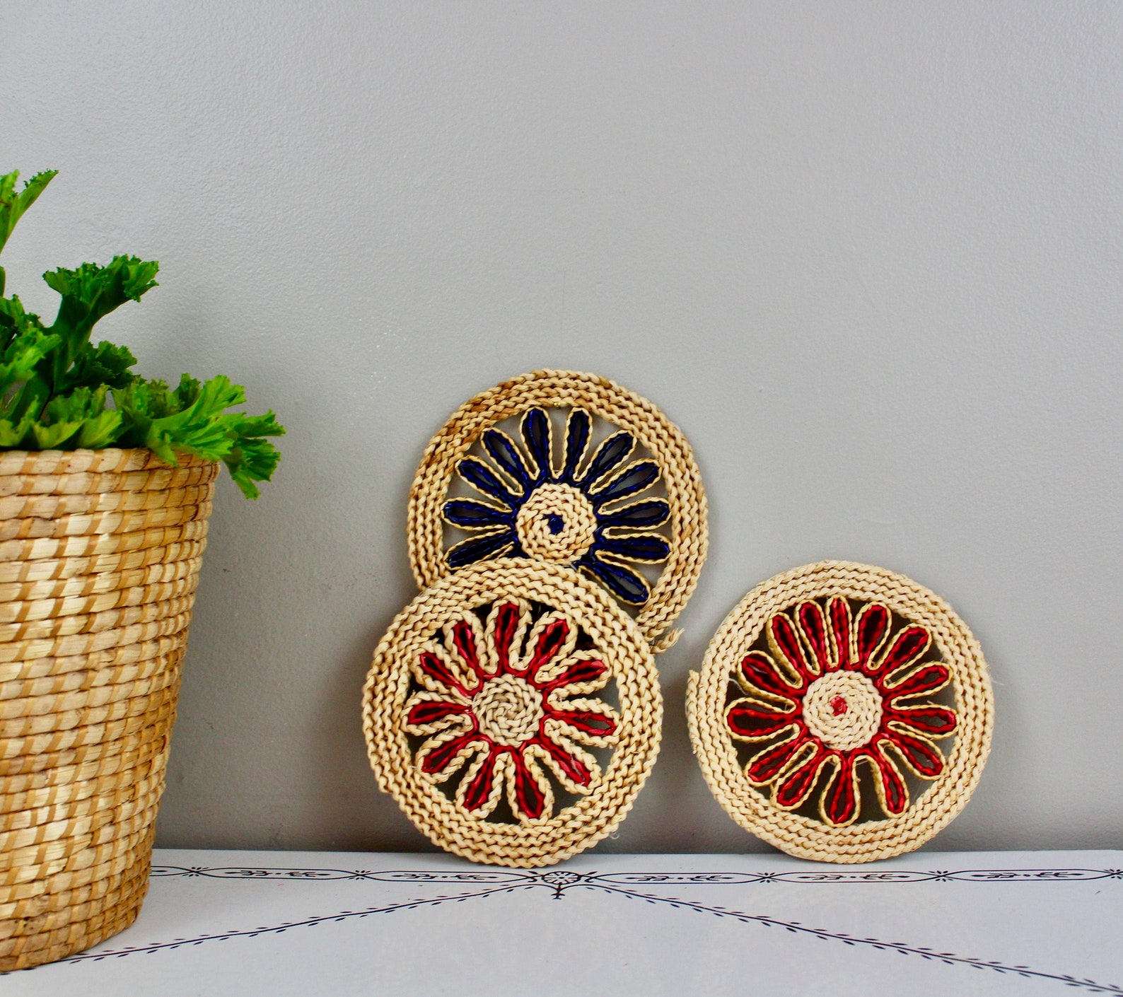 Trio of Woven Trivets Etsy