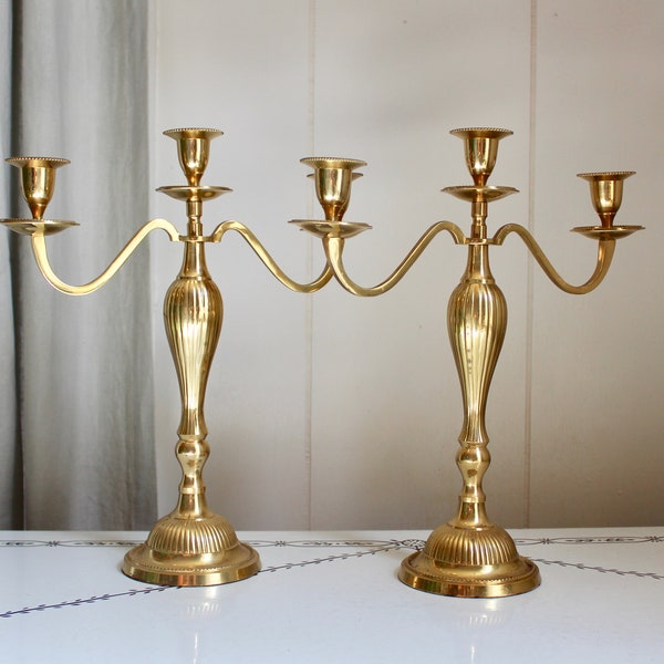 Pair of Brass Candelabras