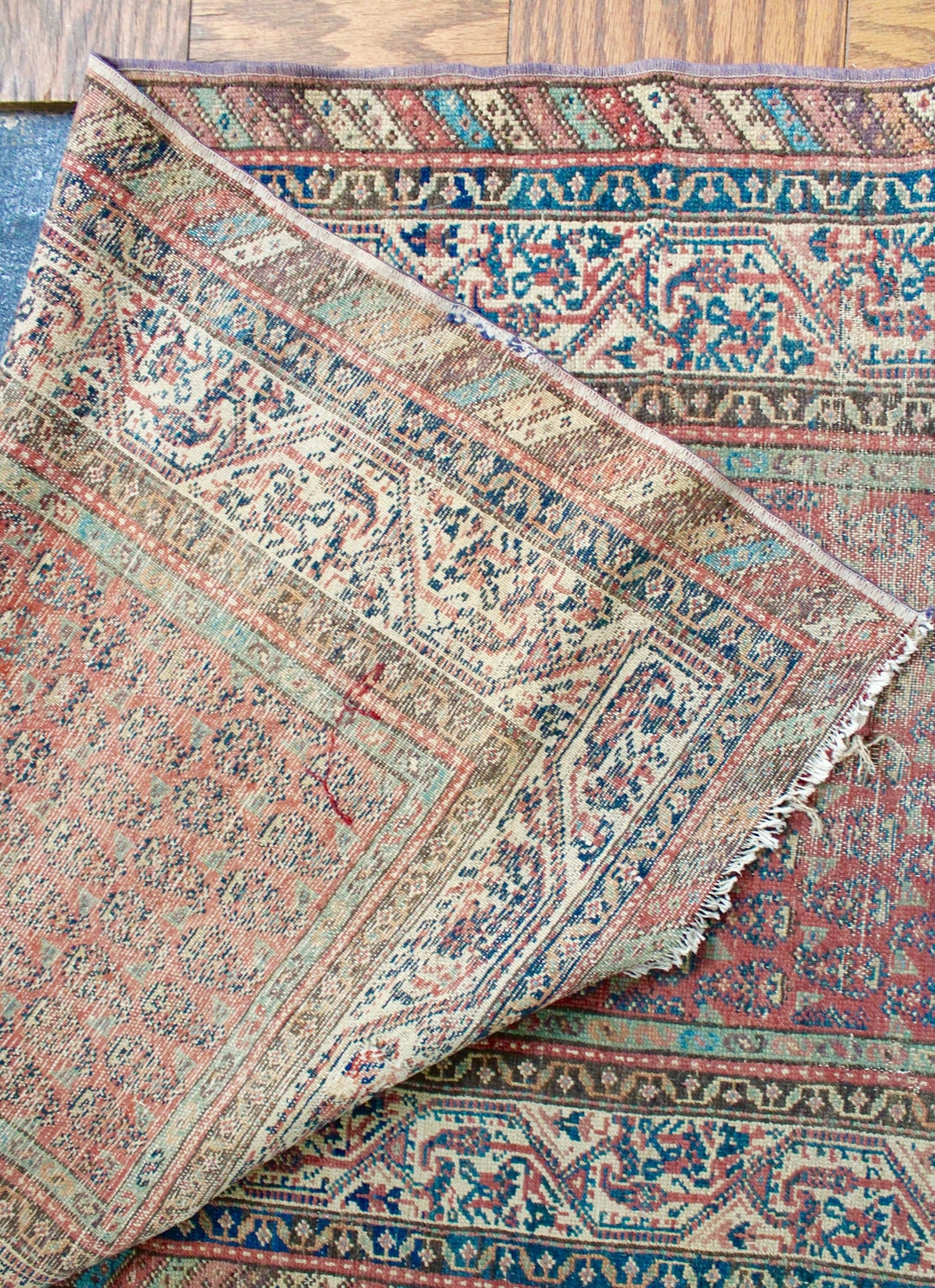 Rustic and Worn Antique Persian Runner 12 Feet Long Etsy