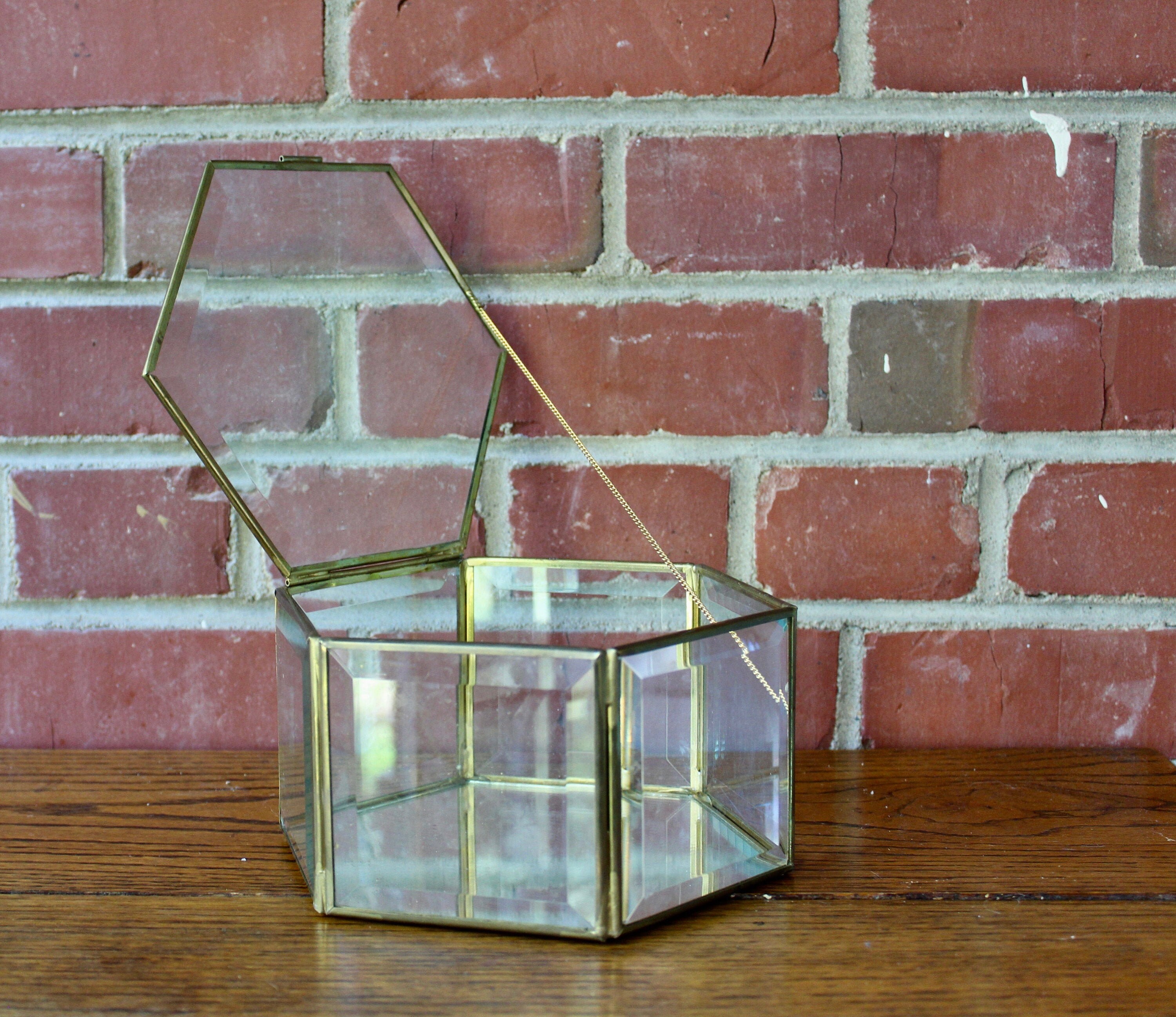 Glass and Brass Curio Box Etsy