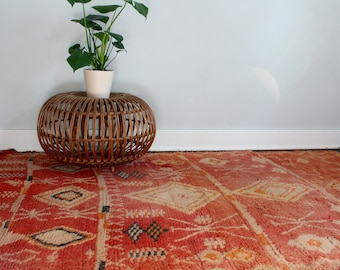 Vintage Pink and Black Boujad Rug