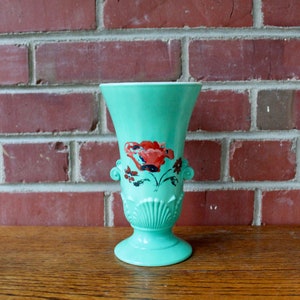 Painted Art Deco Milk Glass Vase