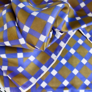 Vintage Silk Check Oblong Scarf