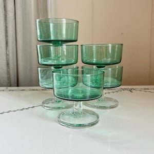 Set of 6 Arcoroc France Dessert Cups- Turquoise
