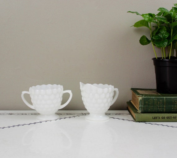 Milk Glass Cream and Sugar