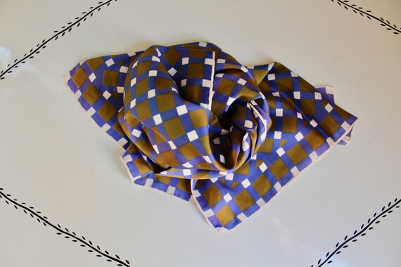 Vintage Silk Check Oblong Scarf - image 5