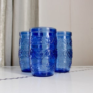 Trio of Cobalt Blue Juice Glasses