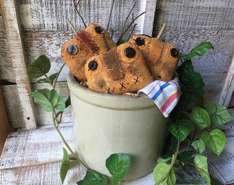 Primitive Pumpkin Bowl Fillers, Set of 3 Rustic Halloween Jack O Lantern Bowl Fillers, Primitive Pumpkins