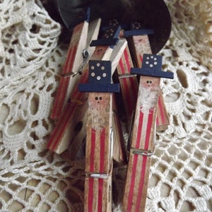 Patriotic Primitive Uncle Sam Clothespin Americana Decor image 3