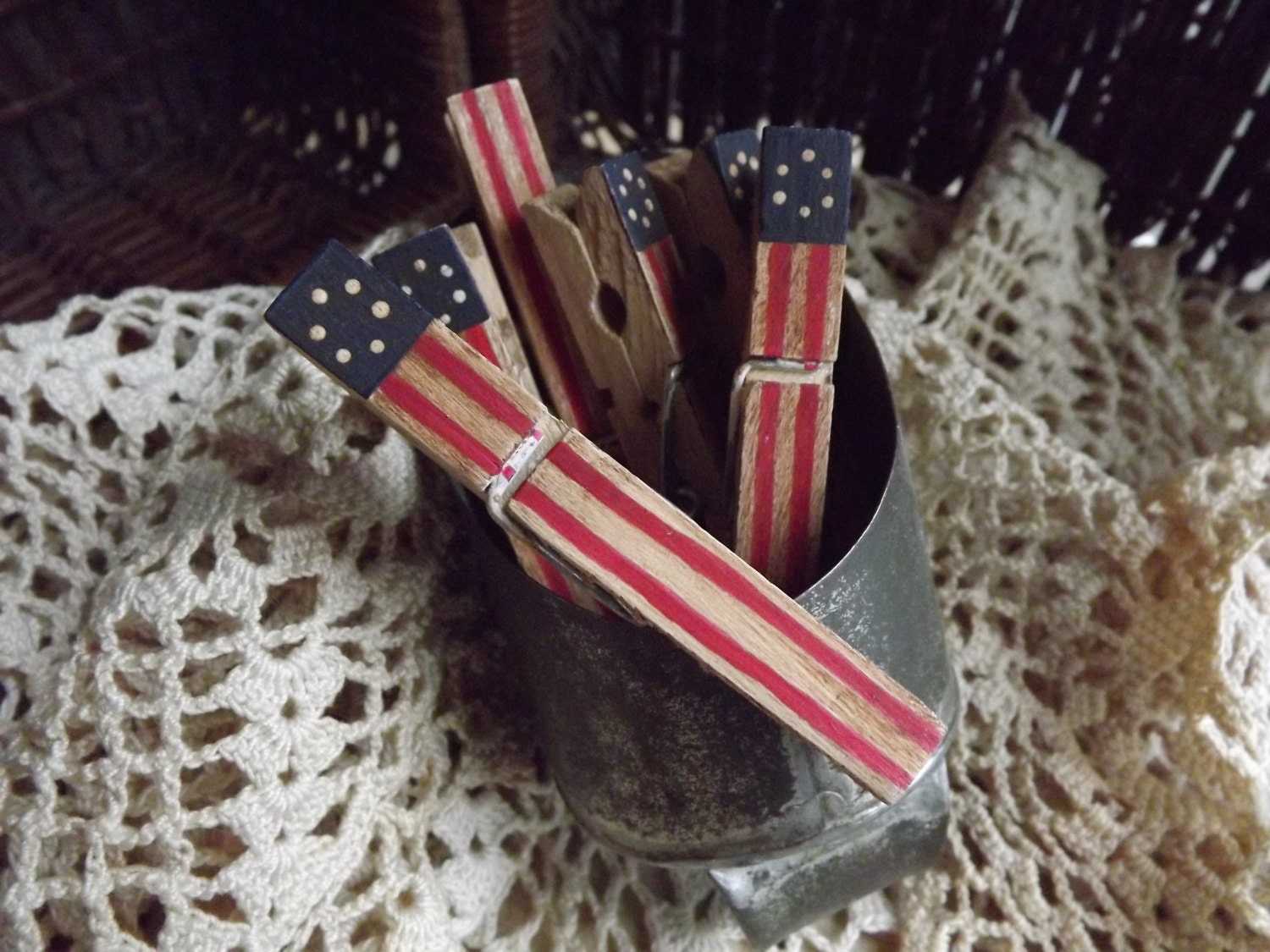 American Flag Clothespin Primitive Patriotic Painted Etsy Canada