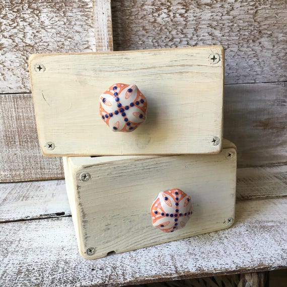 Rustic Painted Upcycled Wood Box with Repurposed Kitchen Cabinet Handles